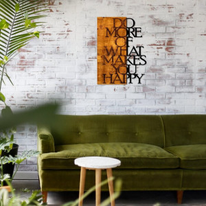 Decor de perete „Do More of What Makes You Happy”, lemn/metal, 58 x 42 cm - Img 2