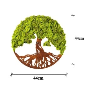 Decor de perete Natura, model copac, MDF/muschi, verde/maro, 44 x 1 x 44 cm