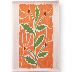 Decor de perete Re-Bloom, bumbac/poliester, portocaliu/verde/alb, 100 x 140 cm