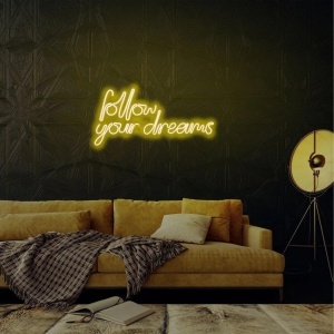 Decor de perete Re-Bloom, Follow Your Dreams, LED, PVC, alb/galben, 60 x 32 x 2 cm - Img 3