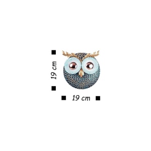 Decor de perete Re-Bloom, model Owl 3, metal, albastru/auriu, 19 x 19 cm - Img 3