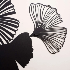 Decor perete model frunze, metal, 98x51 cm, negru - Verificat A · Re-Bloom - Img 3