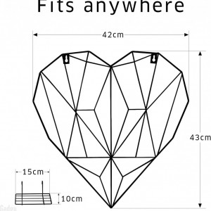 Decoratiune de Perete Loopunk – Panou Metalic Tip Grilă în Formă de Inimă, Negru, 42 x 43 cm - Img 2