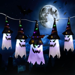 Decoratiune pentru Halloween Colmanda, model fantoma, LED, plastic, 3 m