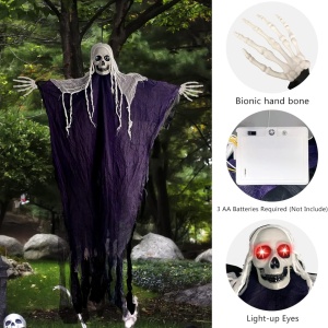 Decoratiune pentru Halloween Laoive, LED, plastic/PVC, mov/alb, 123 x 180 cm