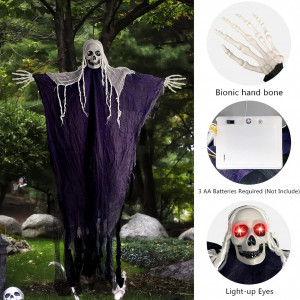 Decoratiune pentru Halloween YODITI, tifon/plastic, alb/violet, 123 x 180 cm - Img 4