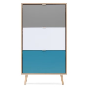 Dulap de pantofi "C-uba 42" Finori, stejar sonoma si tricolor, 70 x 24 x 125 cm, Resigilat, Grad B