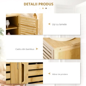 Dulap de pantofi cu 8 rafturi pe 3 niveluri, bambus, 100x35x80 cm, raft 61.6x31.2cm + 30.8x31.2cm, inaltime intre rafturi 16cm, 16 perechi, marime max EU46, capacitate 60kg, lemn natural - Verificat A · Re-Bloom - Img 5