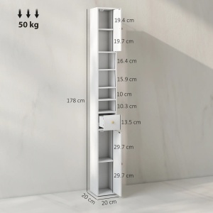 Dulap inalt pentru baie, placaj/MDF, alb, 20 x 20 x 178 cm, Resigilat, Grad A - Img 5