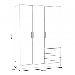 Dulap Shoaf cu 4 uși, gri / alb mat, 200cm H x 144,6cm W x 60cm D - Img 4
