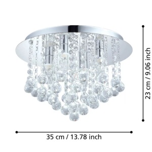 Eglo Almonte 94878 candelabru cristal 4xG9 LED, diametru 350 mm, IP44, otel cromat, baie - Verificat A · Re-Bloom - Img 4
