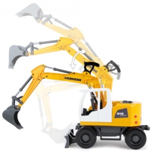 Excavator plastic Bagr Liebherr A918 Litronic Worxx cupa functionala 48 cm pentru copii - Img 2