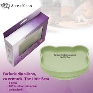 Farfurie din silicon cu ventuza, AppeKids, The Little Bear - Raw Green - Img 2