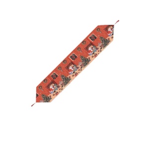 Fata de masa decorativa Gxhong, bej/rosu/verde, poliester, 180 x 33 cm