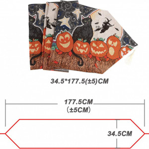 Fata de masa pentru Halloween Yisscen, poliester, multicolor, 34,5 x 177,5 cm