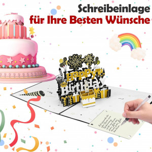 Felicitare pentru aniversare PokeAir, hartie, negru/auriu, 20 x 15 cm - Img 5