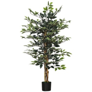 Ficus artificial in ghiveci Re-Bloom, poliester/polipropilena/polietilena, verde/alb, 130 cm, Resigilat, Grad A