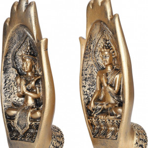 Figurina Buddha Emoshayoga, rasina, auriu - Img 2