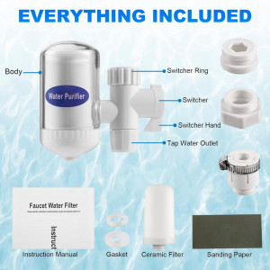 Filtru de apa cu carbune activ pentru robinet QEOSSKGI, plastic, transparent, 5,5 cm 