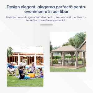 Foisor de gradina cu 6 pereti detasabili Re-Bloom, otel acoperit pulbere/poliester, 400x300x264 cm, 22 kg, bej - Verificat A · Re-Bloom - Img 5