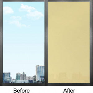 Folie de protectie UV pentru ferestre cu efect de oglinda Sourcing Map, PET, galben, 70 x 200 cm - Img 3