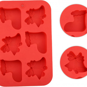 Forma pentru prajituri de Craciun DYWW, rosu, silicon, 25.8 x 17 x 2.5 cm - Img 4