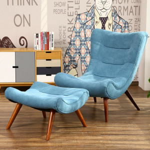 Fotoliu cu scaun pentru picioare Hardin, albastru, 102 x 78 x 75 cm - Img 8