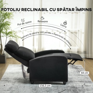 Fotoliu reclinabil manual Re-Bloom, in/otel, negru, 69 x 88 x 101 cm, Resigilat, Grad A - Img 2