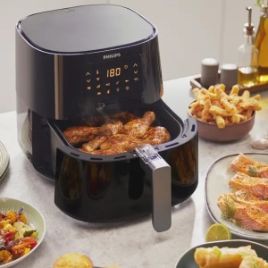 Friteuza cu aer cald Philips HD9280/90 Airfryer Essential Collection, capacitate 6.2 L, Rapid Air, Digital, Wifi, 7 presetari, Corp negru/ Maner negru - Img 2