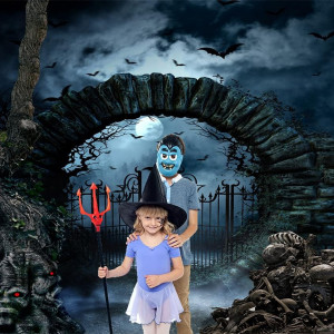 Fundal foto pentru Halloween Lywygg, vinil, negru/albastru inchis, 300 x 300 cm