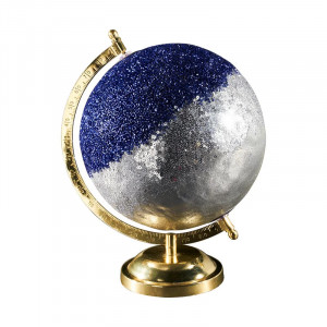 Glob pamantesc Nova, metal/plastic/sticla, albastru/auriu/argintiu, 26 x 26 x 30 cm