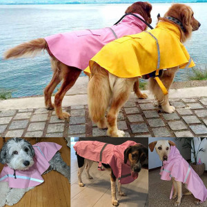 Haina de ploaie pentru caini Komate, tesatura impermeabila, reflectorizant, roz, XL - Img 5