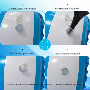 Hamac gonflabil pentru piscina Geulieby, nailon/PVC, alb/albastru, 105 x 120 cm - Img 6