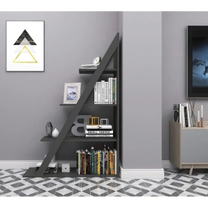 Hanah Home biblioteca, PAL melaminat, 100x29.5x150 cm, grosime 18mm, design modern/scandinav, antracit - Verificat A · Re-Bloom - Img 3