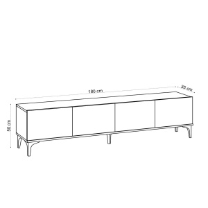Hanah Home comoda TV, PAL melaminat, 180x35x50 cm, grosime 18mm, stejar safir - Verificat A · Re-Bloom - Img 4
