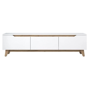 Hanah Home comoda TV, PAL melaminat 18mm, 180x35x48.6 cm, montare perete, alb/nuc - Verificat A · Re-Bloom