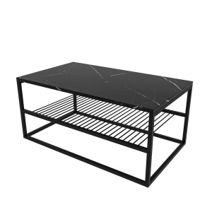 Hanah Home masuta de cafea, PAL melaminat/picioare metal, 95x55x43 cm, grosime 18mm, raft 17.5cm, negru - Verificat A · Re-Bloom - Img 2