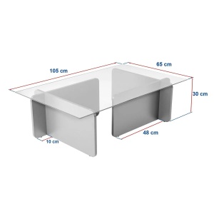 Hanah Home masuta de cafea, sticla temperata/PAL melaminat, 105x65x30 cm, grosime 18mm, antracit - Verificat A · Re-Bloom - Img 2