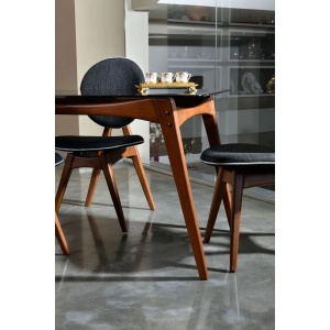 Hanah Home set 2 scaune dining 54x55x93 cm, carpen masiv, tapiterie in 100%, nuc si antracit - Verificat A · Re-Bloom - Img 4