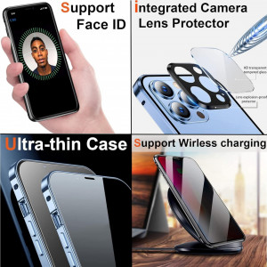 Husa anti-spion pentru iPhone 13 Pro Max MIMGOAL, sticla securizata/metal, auriu, 6,7 inchi - Img 2