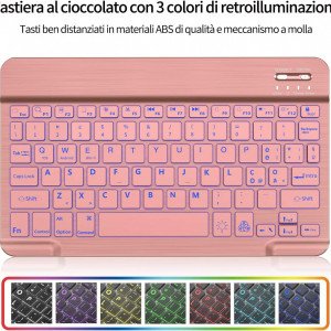 Husa cu tastatura iluminata pentru iPad Pro 11 2020 ZHIKE, plastic, roz, 11 inchi - Img 3