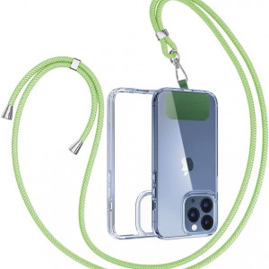 Husa de protectie cu snur pentru iPhone 13 Pro Max Gumo, TPU/poliester, albastru deschis/verde, 6,7 inchi