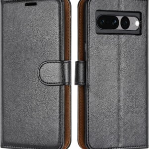 Husa de protectie flip pentru Google Pixel 7 Pro Case Collection, TPU/piele PU, negru/maro, 6,7 inchi