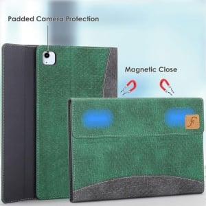 Husa de protectie flip pentru iPad Air 5 2022 Forfront, policarbonat/textil, gri/verde, 10,9 inchi