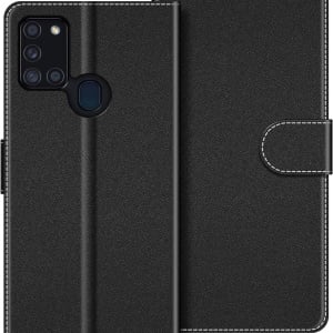 Husa de protectie flip pentru Samsung Galaxy A21s Coodio, TPU/piele PU, negru, 6,5 inchi