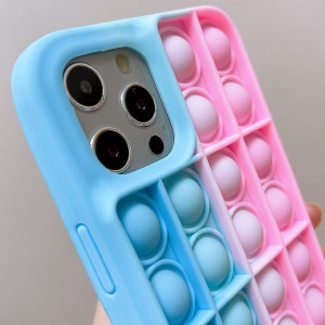 Husa de protectie pentru iPhone 12/12 Pro Pop it KinderPub, silicon, albastru/roz, 6.1 inchi - Img 5