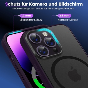 Husa de protectie pentru  iPhone 14 Pro Max HuwaiH, TPU/PC, negru/violet inchis, 6,7 inchi