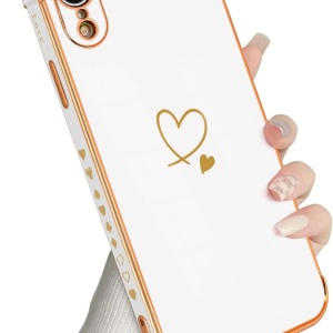 Husa de protectie pentru iPhone XR Newseego, silicon, alb/auriu, 6,1 inchi