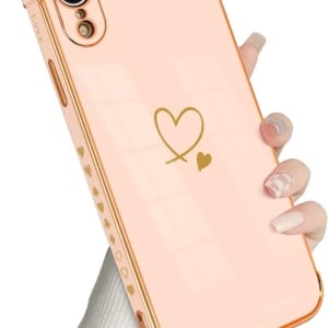 Husa de protectie pentru iPhone XR Newseego, silicon, roz deschis/auriu, 6,1 inchi