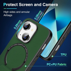 Husa magnetica pentru iPhone 13 UNDEUX, piele PU, verde, 6,1 inchi - Img 3